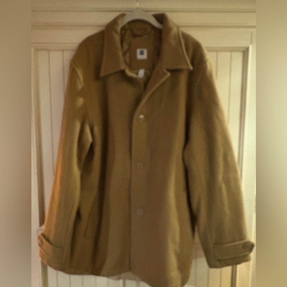 GAP Tan Pea Coat Classic Wool Blend